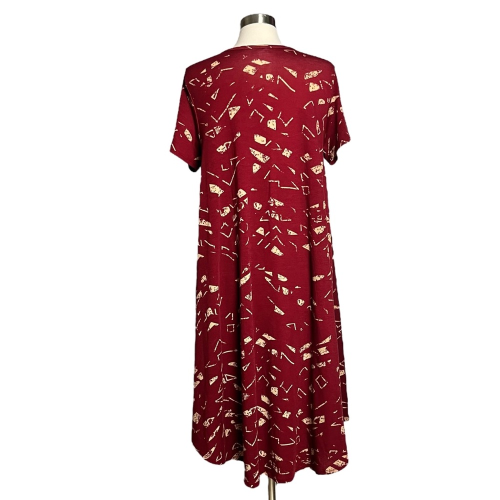 LuLaRoe Maroon Red and Tan Simply Comfortable Dress with Pocket - Picture 3 of 13